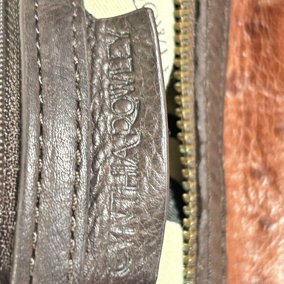 Cynthia Rowley Large Two Tone Brown Leather Satchel Snakeskin And Ostrich Print - Picture 11 of 16